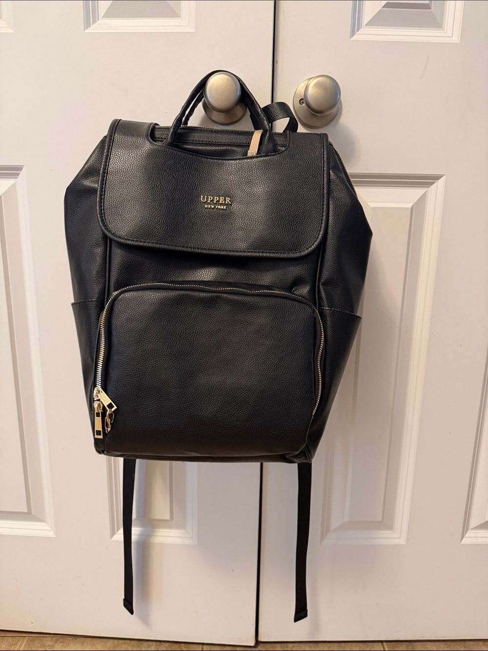 Black Faux Leather Backpack Tote
